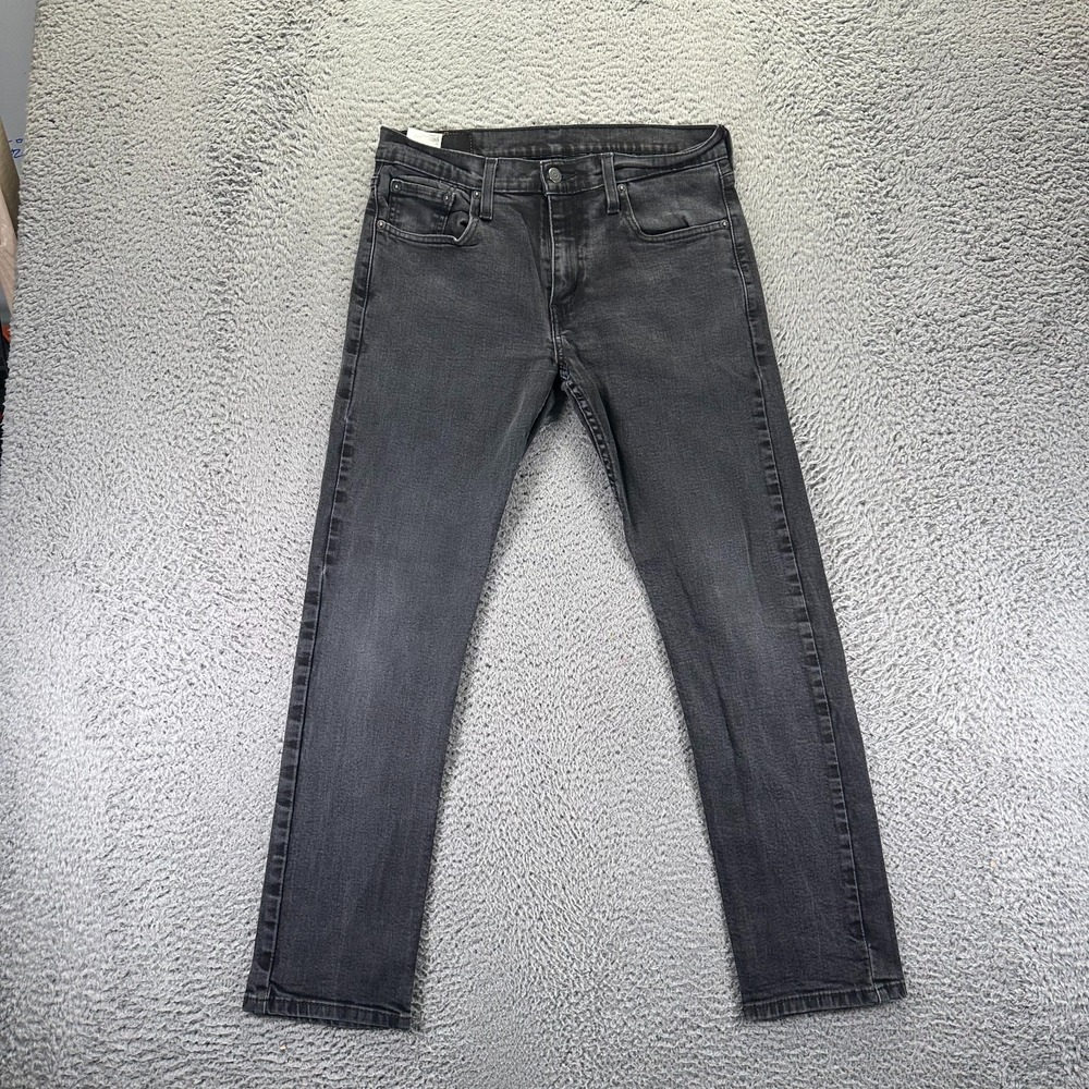 Levi's 502 Jeans Mens 30x30 Black Cotton Denim‎ Straight Faded Stretch Workwear